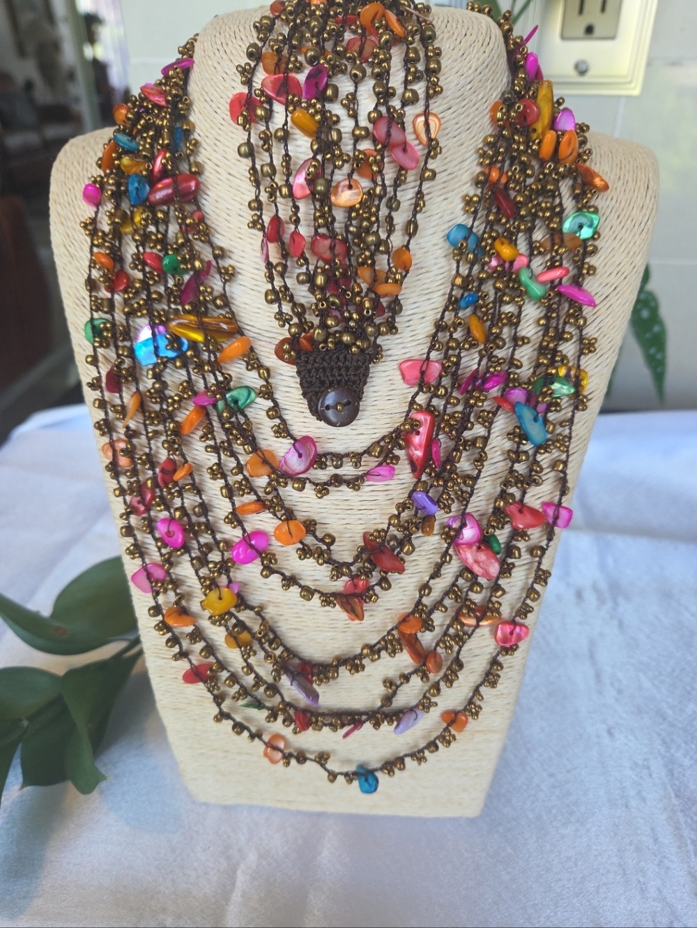 MultiColor Seashell Beads Multistrand  Necklace Handmade ECUADOR